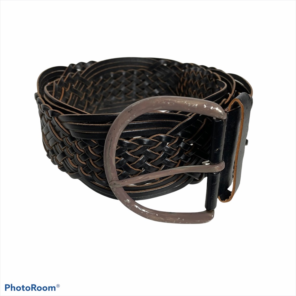 Bonded Leather Belt Braided Brown XL
